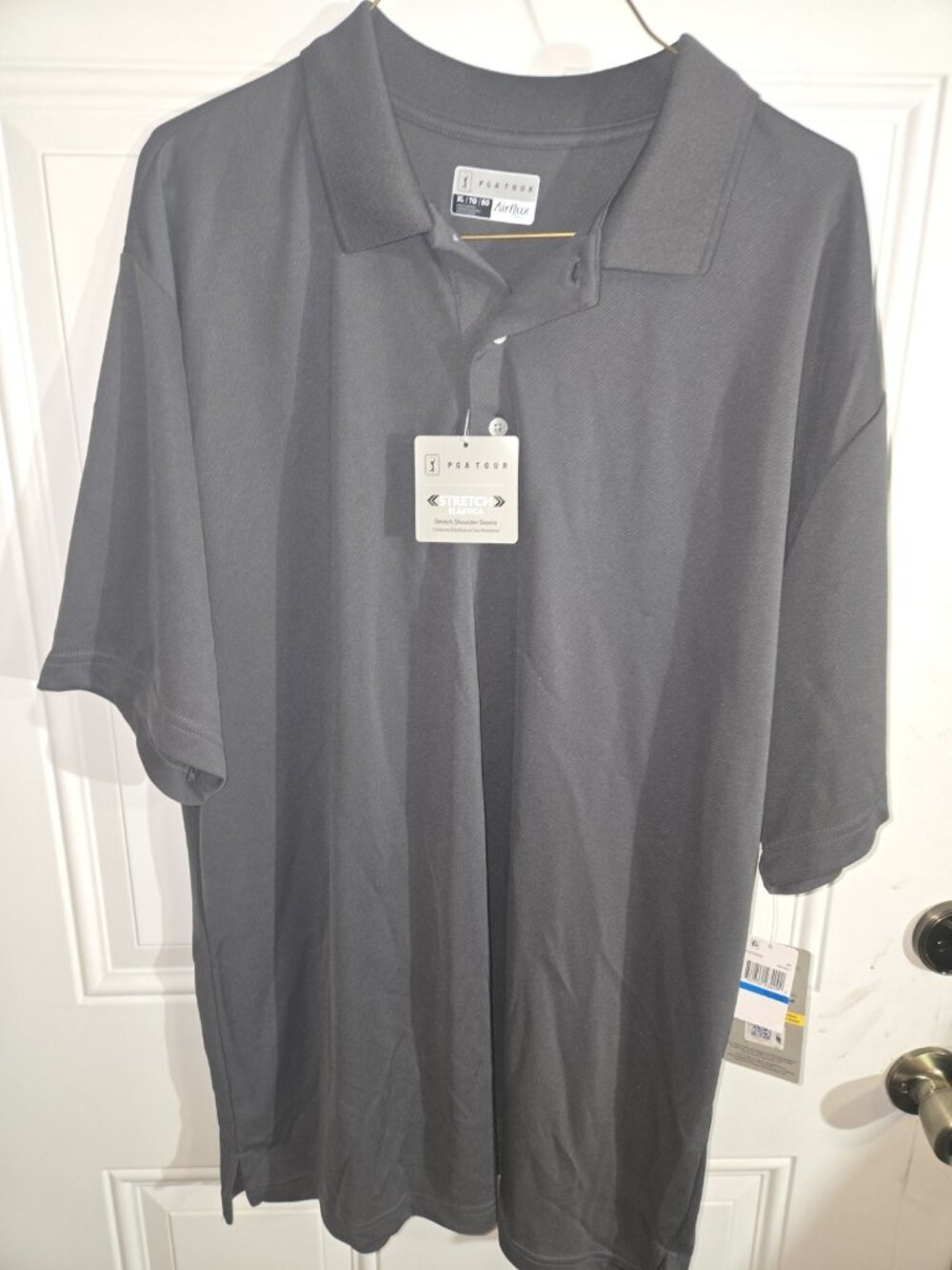PGA TOUR Mens Gray Airflux Short Sleeve Pullover Golf Polo Shirt Size XL
